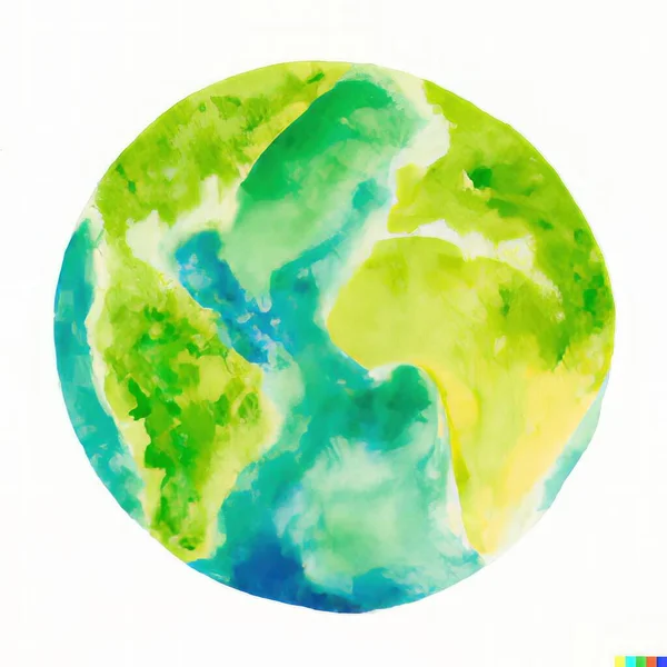 Green earth watercolor art hand drawing. High quality photo