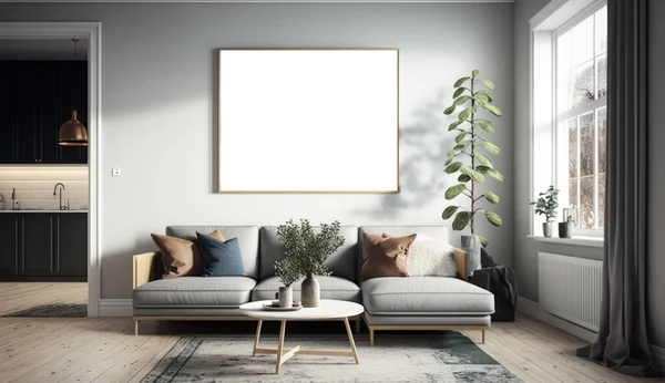 living room interior with scandinavian style. High quality photo