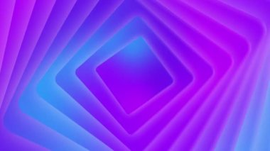 Özmerkezli kare dönen neon renkli mavi ve mor renkli soyut fon. Yüksek kalite 4k görüntü