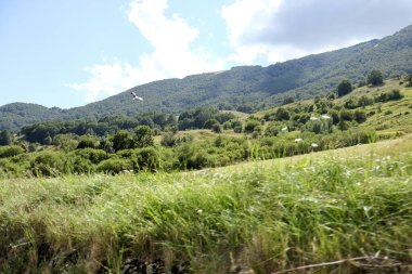 Güneşli bir günde Abruzzo Milli Parkı, Pescasseroli Aquila Panoraması. Yüksek kalite fotoğraf