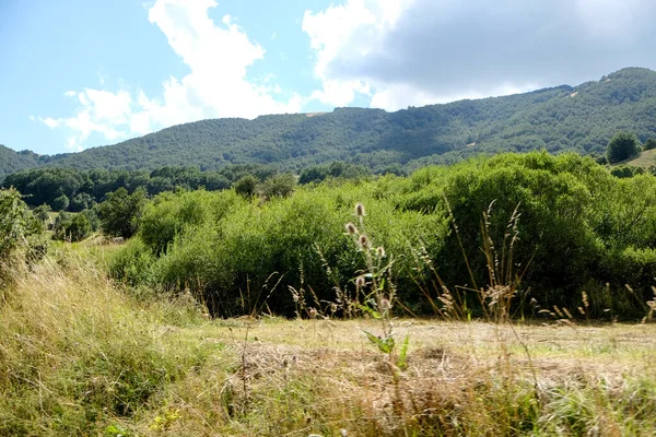 Panorama Parque Nacional Abruzzo Pescasseroli Aquila Dia Ensolarado Foto Alta — Fotografia de Stock