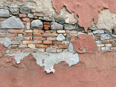 Eski harabe kırmızı tuğla duvar. Yüksek kalite fotoğraf