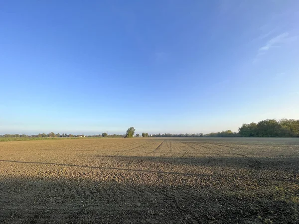 freshly plowed field in the Po valley. High quality photo