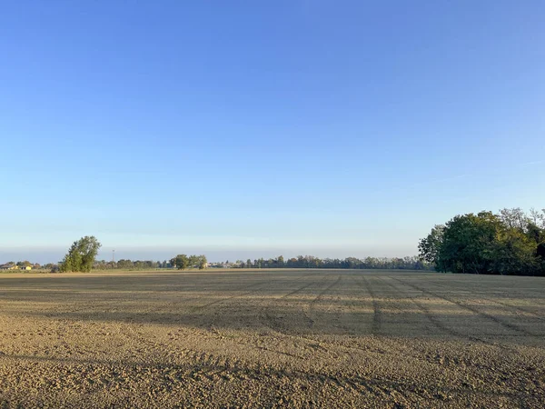 freshly plowed field in the Po valley. High quality photo