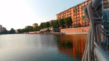 Milan kanal navigasyonunda Navigli. Yüksek kalite 4k görüntü