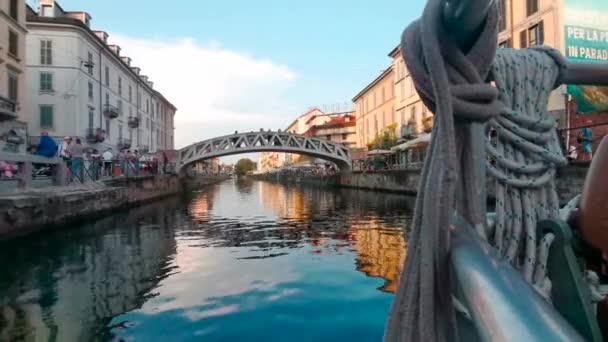 Navigli Milano Kanalnavigering Högkvalitativ Film — Stockvideo