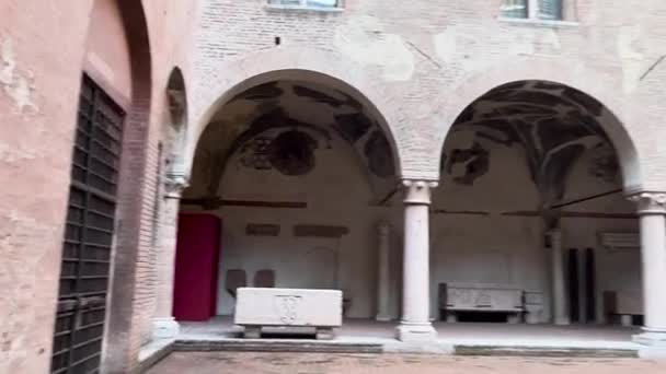 Interior Medieval Castle Courtyard Italy High Quality Footage — Stock Video