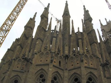 Barselona İspanya: 2004 06 Sagrada Familia şehir merkezindeki mimari detaylar ve iskeleler. Yüksek kalite fotoğraf