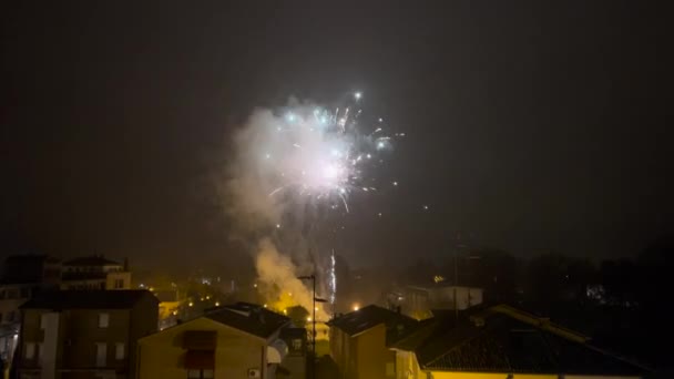 Fireworks Roofs Houses High Quality Footage — Stock Video