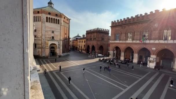 Cremona Talya 2023 1803 Duomo Kare Hava Manzaralı Güneşli Bir — Stok video