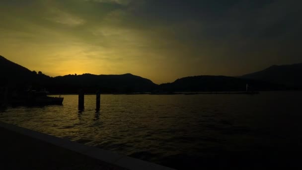 Panorama Jeziora Como Zachodzie Słońca Wysokiej Jakości Materiał — Wideo stockowe