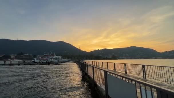 Lake Como Panorama Sunset High Quality Footage — Stock Video