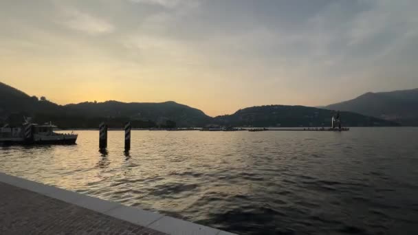 Lago Como Panorama Pôr Sol Imagens Alta Qualidade — Vídeo de Stock