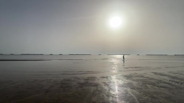 Strand Von Rimini Der Morgendämmerung Bei Ebbe Hochwertiges Filmmaterial — Stockvideo