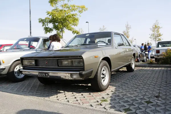 stock image Bibbiano-Reggio Emilia Italy - 07 15 2015 : Free rally of vintage cars in the town square Fiat 130 Coupe. High quality photo