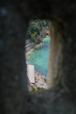 Lerici panorama of the gulf from a hole in the castle walls. High quality photo clipart