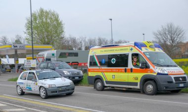 Reggio Emilia, İtalya: 06: 06 2019 Renault Clio Williams ile Serbest Ralli. Yüksek kalite fotoğraf