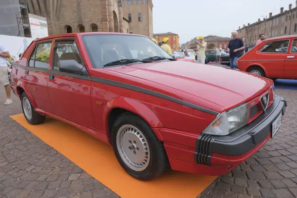 stock image Carpi Modena, Italy : 10 17 2021 Free vintage car rally Alfa Romeo red 75. High quality photo