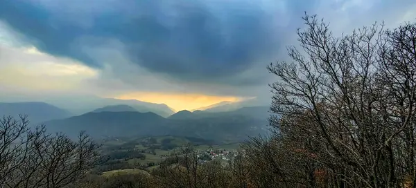 stock image Bismantova stone Castelnovo ne Monti sunset from the top. High quality photo