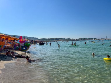 San Vito lo Capo Sicilya, 2024 07 07 plaj banyolu. Yüksek kalite fotoğraf