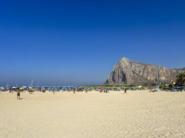 San Vito lo Capo Sicilya, 2024 07 07 plaj banyolu. Yüksek kalite fotoğraf