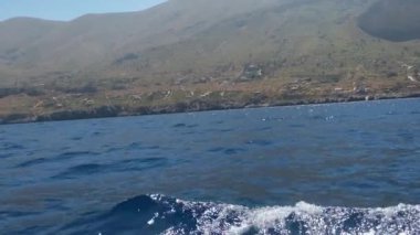 San Vito lo Capo Sicilya, güneşli bir günde denizden panoramik manzara. Yüksek kalite 4k görüntü