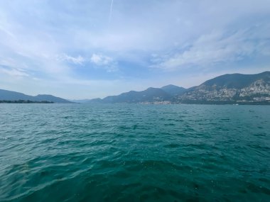 Lake Iseo, overview of the lake and the islands. High quality photo clipart