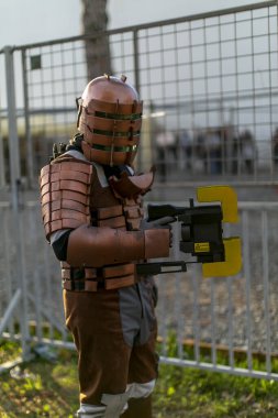 Lucca, Italy - 2018 10 31 : Lucca Comics free cosplay event around city metal warrior. High quality photo clipart