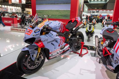 Milan, İtalya: 11 05: 2024 Eicma International bisiklet ve motosiklet şovu Ducati Desmo Motogp Marc Marquez Gresini Takımı. Yüksek kalite fotoğraf