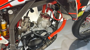 Milan, İtalya: 11 05 2024 Eicma International bisiklet ve motosiklet şovu Malossi supermotard. Yüksek kalite fotoğraf