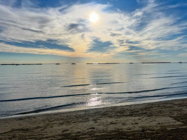 beach on sunny day in Cesenatico Rimini Riviera Romagnola Italy. High quality photo clipart