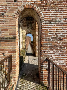 Antik ortaçağ duvarlı şehri Cittadella Padua İtalya, duvarlardan şehrin manzarası. Yüksek kalite fotoğraf