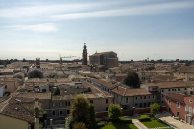 Antik ortaçağ duvarlı şehri Cittadella Padua İtalya, duvarlardan şehrin manzarası. Yüksek kalite fotoğraf