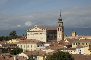 Antik ortaçağ duvarlı şehri Cittadella Padua İtalya, duvarlardan şehrin manzarası. Yüksek kalite fotoğraf