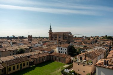 Antik ortaçağ duvarlı şehri Cittadella Padua İtalya, duvarlardan şehrin manzarası. Yüksek kalite fotoğraf