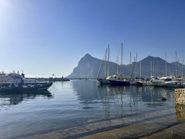 Limanın San Vito lo capo Panorama 'sı. Yüksek kalite fotoğraf