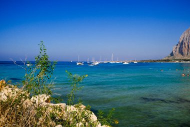 Kayalıklardan San Vito lo capo panorama. Yüksek kalite fotoğraf