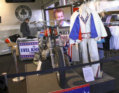 Verona, İtalya - 2018 MBE Verona Bisiklet Fuarı Bisiklet Fuarı ve Özel Araba Fuarı - Evel Knievel. Yüksek kalite fotoğraf
