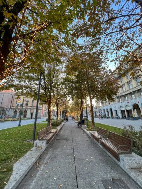 Bergamo şehir merkezinin genel görünümü. Yüksek kalite fotoğraf