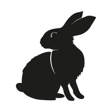 Rabbit bunny sitting silhouette Easter vector animal ear black shape spring graphic
