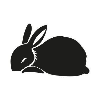 Rabbit bunny sleeping silhouette Easter vector animal ear black shape spring graphic