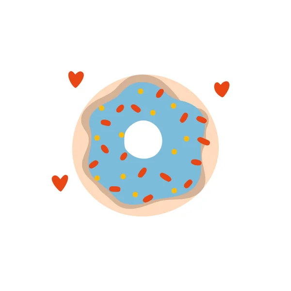Cirkel Donut Eenvoudige Geïsoleerde Schattig Cartoon Dessert Vector Illustratie — Stockvector