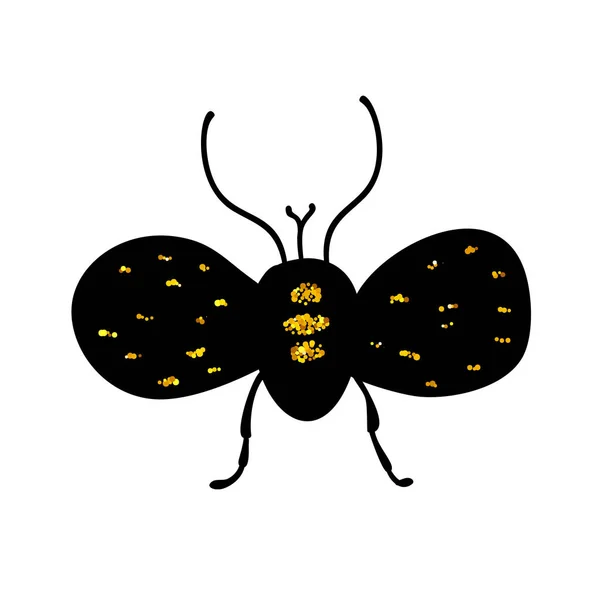 Black Gold Glitter Bug Beetle Celestial Vector Fairy Insect Golden — Stock Vector