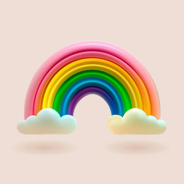 Süße Bunte Regenbogen Mit Wolke Vektor Lustige Baby Illustration Fantasie — Stockvektor