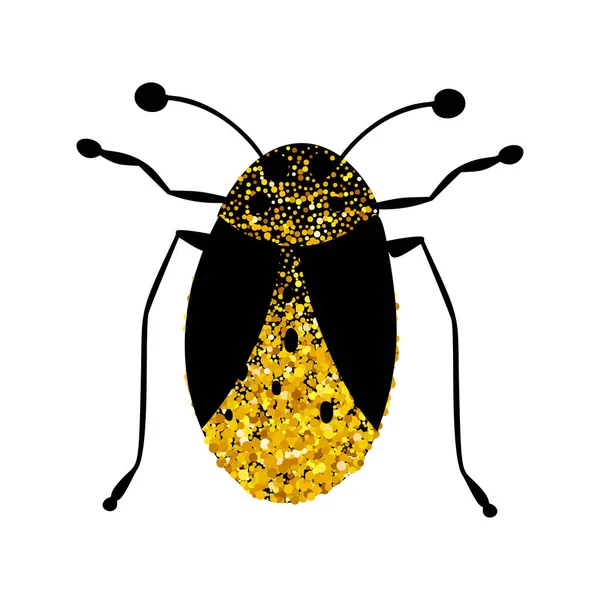 Černozlatý Brouk Brouk Nebeský Vektorový Hmyz Zlaté Ilustrace — Stockový vektor