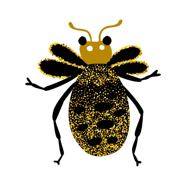 Černozlatý Brouk Brouk Brouk Nebeský Vektor Víla Hmyz Zlaté Umění — Stockový vektor