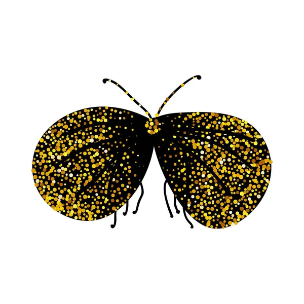 Siyah Altın Parıltılı Güve Kelebeği Gök Vektörü Peri Böceği Çizimi — Stok Vektör