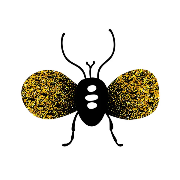Černozlatý Brouk Brouk Nebeský Vektorový Hmyz Zlaté Ilustrace — Stockový vektor
