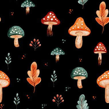 Sonbahar mantarı amanita, sonbaharda çocukların beyaz arka planda tasarladığı suluboya desenini kusursuz bırakır.