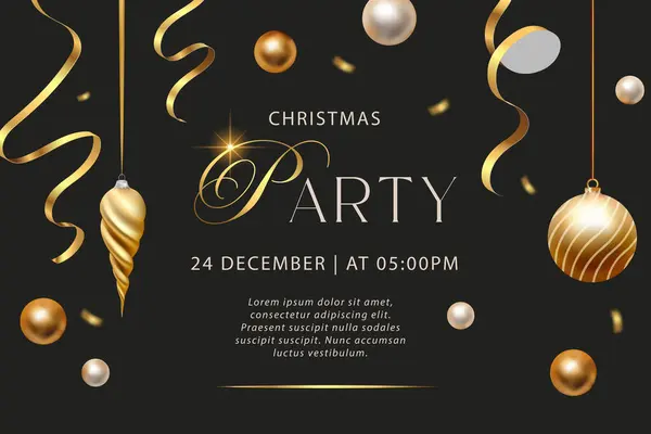 Merry Christmas Party Vector Poster Vakantie Club Uitnodiging Premium Luxe — Stockvector